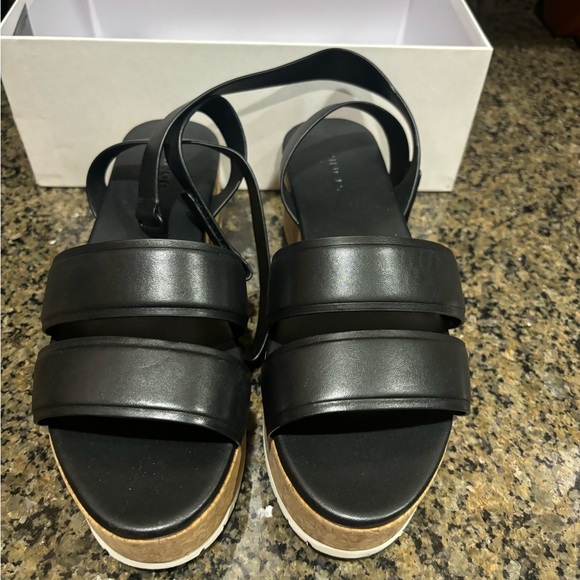 Vince Black Leather Platform Sandals NEW - Picture 3 of 8